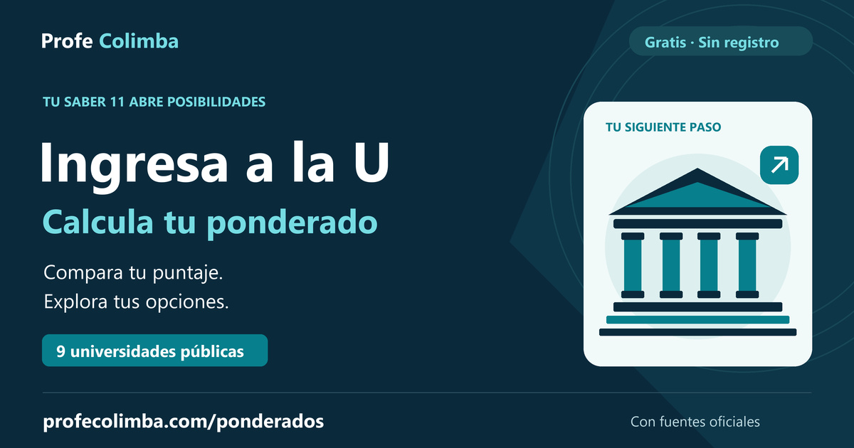 Ingresa a la U. Calcula tu ponderado con ProfeColimba.